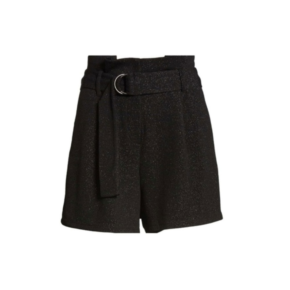 Leith Sparkle Paperbag High Waist Shorts Black